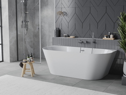 Mexen Oval Slim wanna wolnostojąca przyścienna 170 x 80 cm, biała, przelew gun metal - 52661708000-95