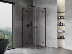 Mexen Mist-H L Duo kabina prysznicowa uchylna 90 x 90 cm, transparent, czarna - 8A5L-090L-090P-70-00