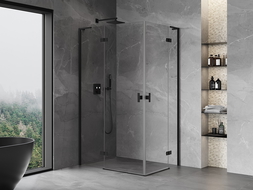 Mexen Mist-H L Duo kabina prysznicowa uchylna lewa 100 x 75 cm, transparent, czarna - 8A5L-100L-075P-70-00