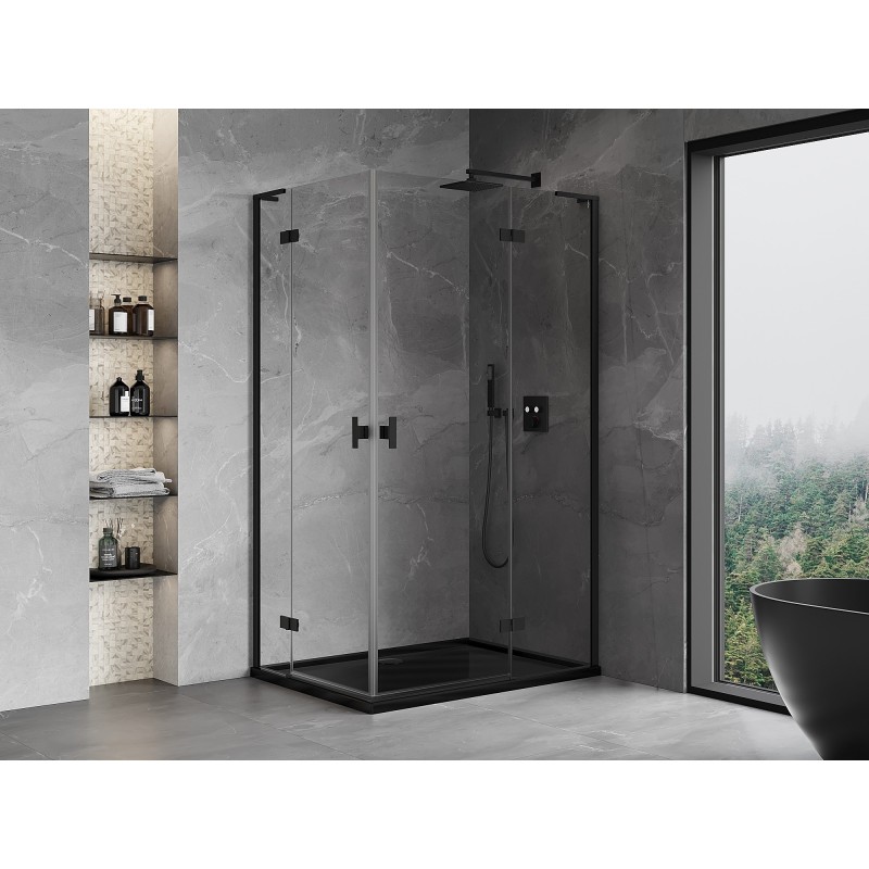 Mexen Mist-H L Duo kabina prysznicowa uchylna prawa 95 x 100 cm, transparent, czarna - 8A5L-095L-100P-70-00
