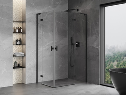 Mexen Mist-H L Duo kabina prysznicowa uchylna prawa 90 x 100 cm, transparent, czarna - 8A5L-090L-100P-70-00
