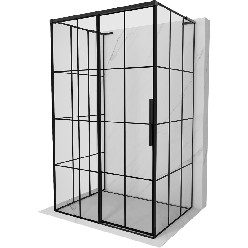 Mexen Rox-3S L kabina prysznicowa 3-ścienna rozsuwana lewa 150 x 75 cm, czarna kratka, czarna - 8C2L-150-075-70-77-3S-L