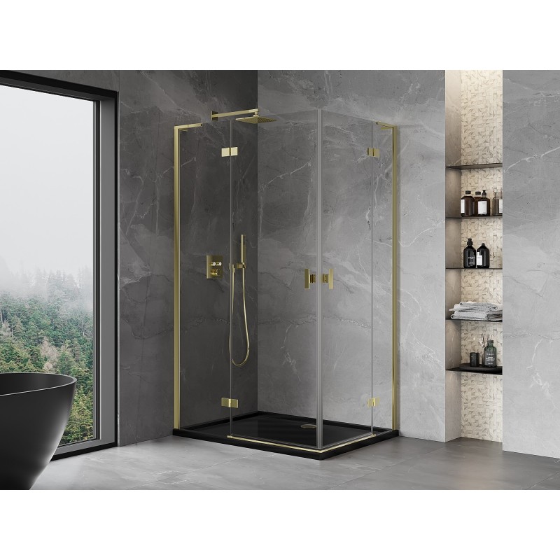 Mexen Mist-H L Duo kabina prysznicowa uchylna lewa 105 x 90 cm, transparent, złota - 8A5L-105L-090P-50-00