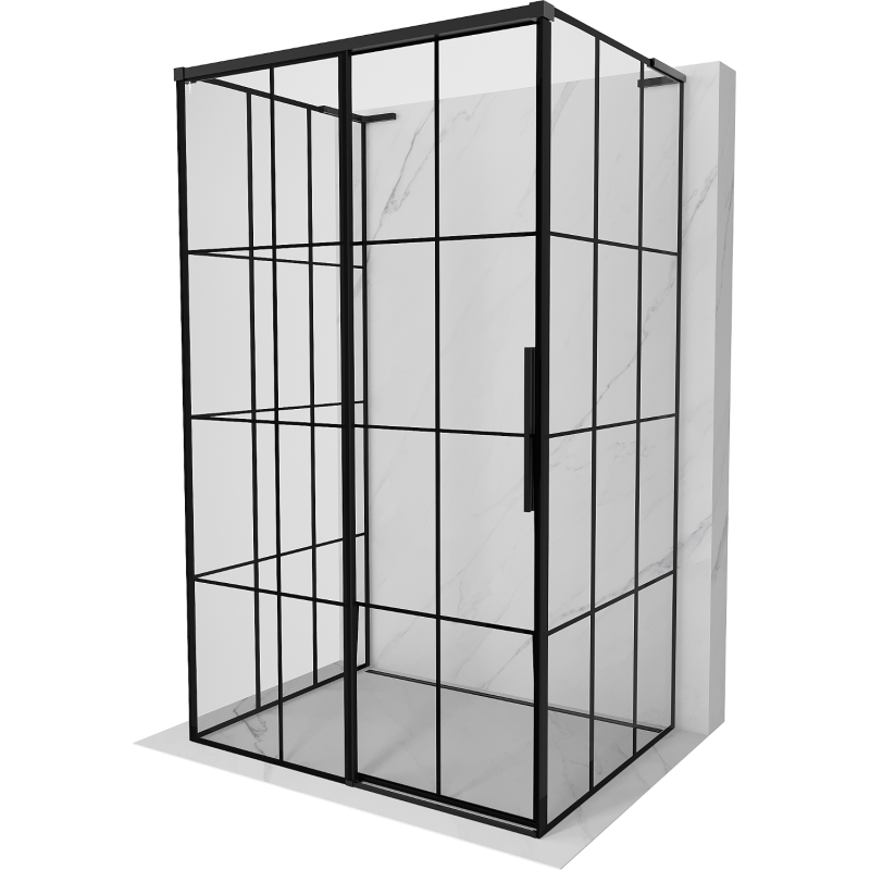 Mexen Rox-3S L kabina prysznicowa 3-ścienna rozsuwana lewa 130 x 85 cm, czarna kratka, czarna - 8C2L-130-085-70-77-3S-L