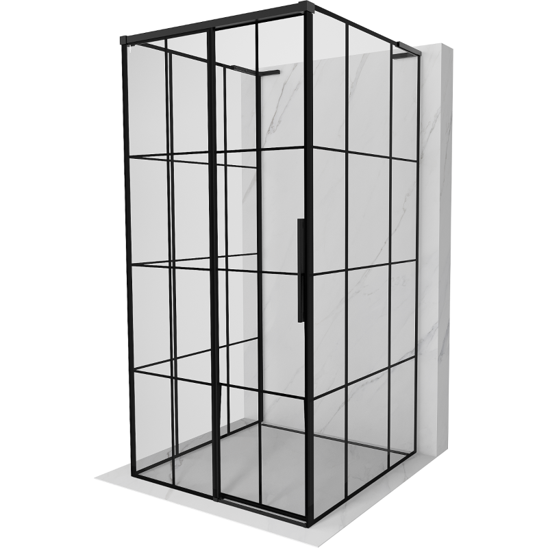 Mexen Rox-3S L kabina prysznicowa 3-ścienna rozsuwana lewa 95 x 95 cm, czarna kratka, czarna - 8C2L-095-095-70-77-3S-L