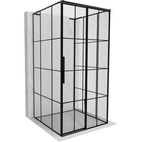 Mexen Rox-3S L kabina prysznicowa 3-ścienna rozsuwana prawa 95 x 95 cm, czarna kratka, czarna - 8C2L-095-095-70-77-3S-P