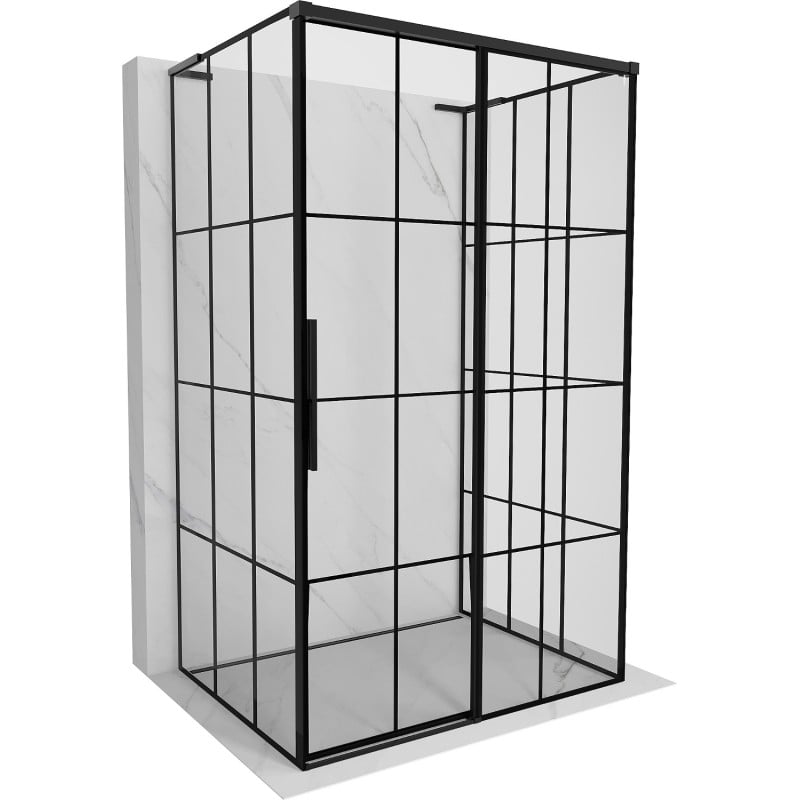 Mexen Rox-3S L kabina prysznicowa 3-ścienna rozsuwana prawa 90 x 120 cm, czarna kratka, czarna - 8C2L-090-120-70-77-3S-P
