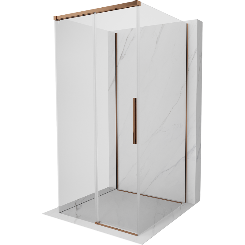 Mexen Rox-3S kabina prysznicowa 3-ścienna rozsuwana 120 x 120 cm, transparent, różowe złoto - 8C2-120-120-60-00-3S