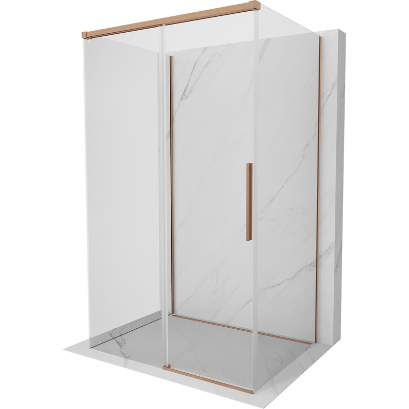 Mexen Rox-3S kabina prysznicowa 3-ścienna rozsuwana 155 x 80 cm, transparent, miedź szczotkowana - 8C2-155-080-65-00-3S