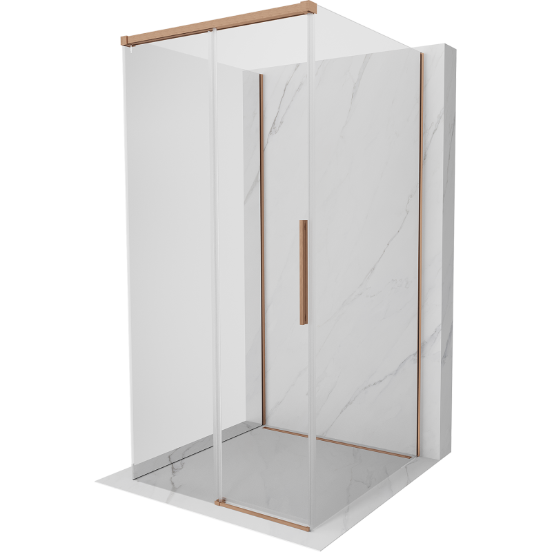 Mexen Rox-3S kabina prysznicowa 3-ścienna rozsuwana 95 x 95 cm, transparent, miedź szczotkowana - 8C2-095-095-65-00-3S