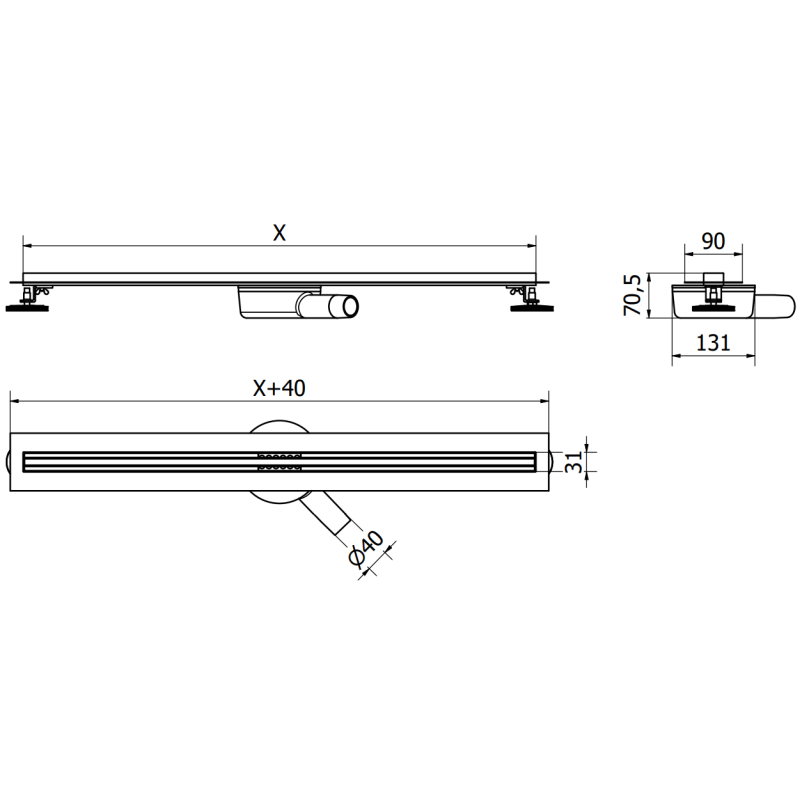 Mexen Flat 360° Slim odpływ liniowy obrotowy 130 cm, złoty - 1541130