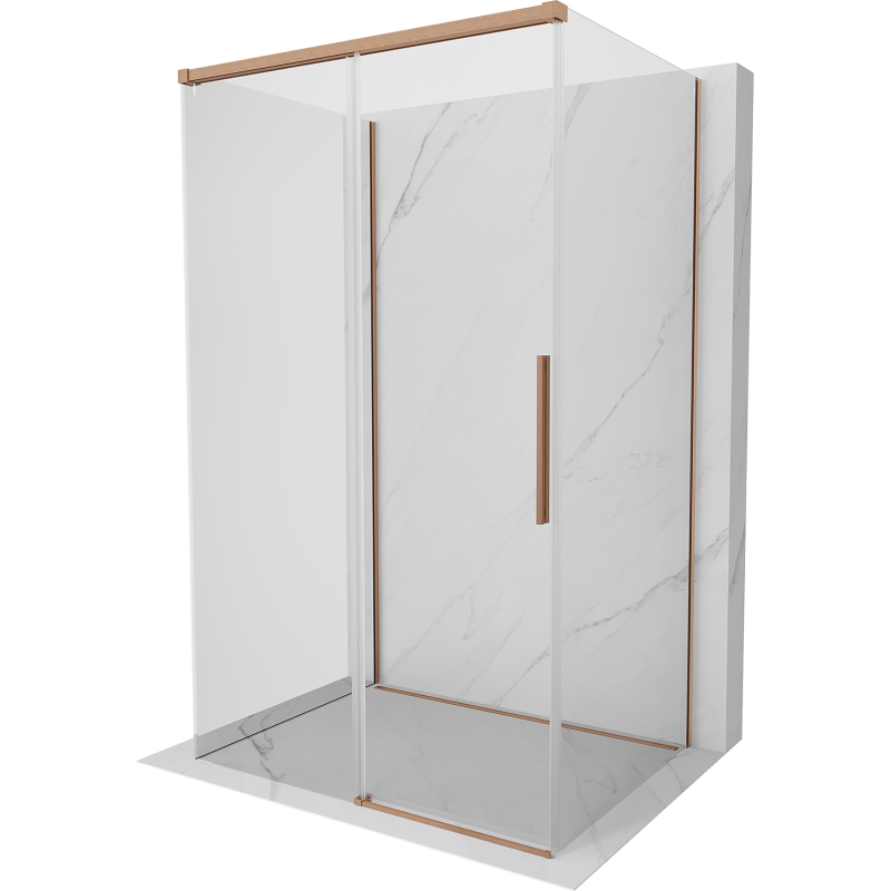 Mexen Rox-3S kabina prysznicowa 3-ścienna rozsuwana 145 x 120 cm, transparent, miedź szczotkowana - 8C2-145-120-65-00-3S