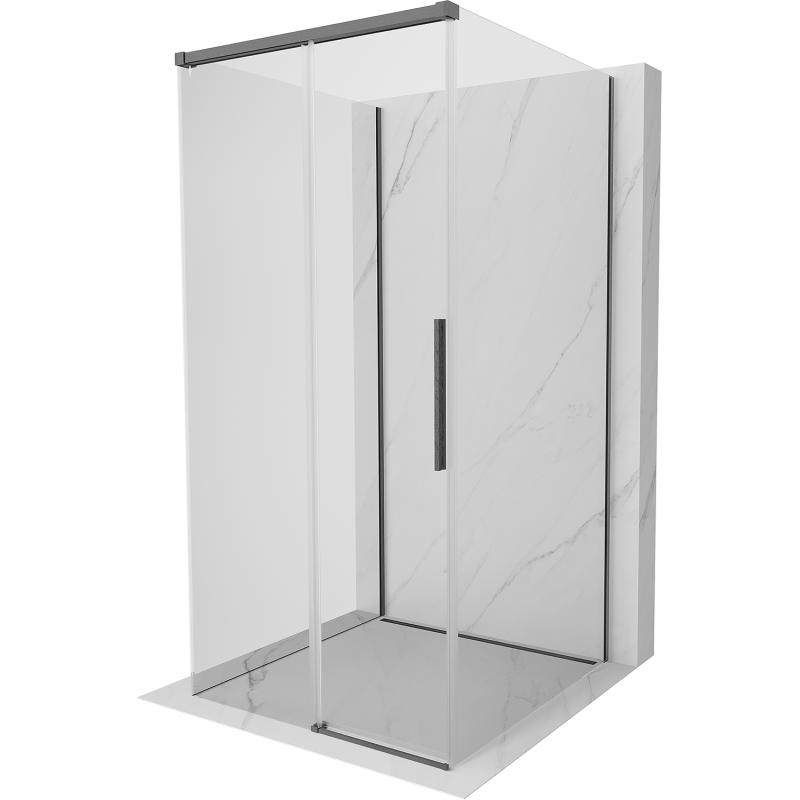 Mexen Rox-3S kabina prysznicowa 3-ścienna rozsuwana 90 x 90 cm, transparent, gun gray szczotkowany - 8C2-090-090-66-00-3S