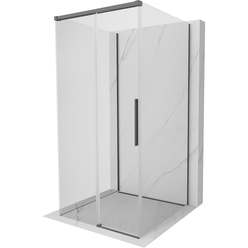 Mexen Rox-3S kabina prysznicowa 3-ścienna rozsuwana 95 x 95 cm, transparent, gun gray szczotkowany - 8C2-095-095-66-00-3S