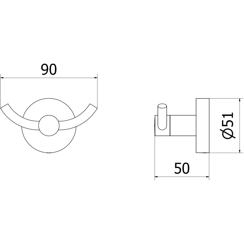 Mexen Remo podwójny haczyk na ręcznik, czarny- 70507352-70