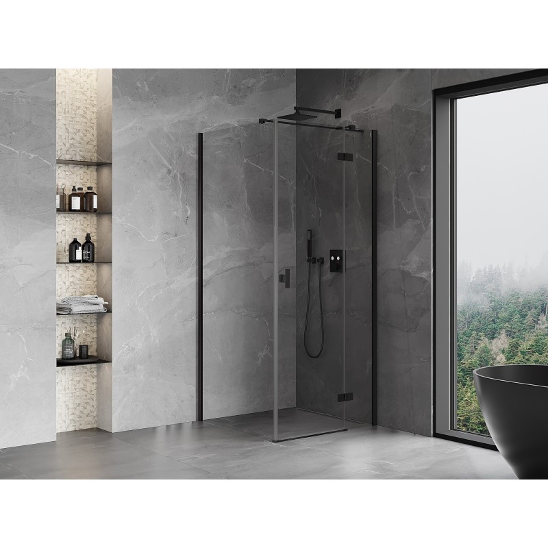 Mexen Mist-H T kabina prysznicowa uchylna prawa 110 x 110 cm, transparent, czarna - 8A5T-110-110-70-00-P