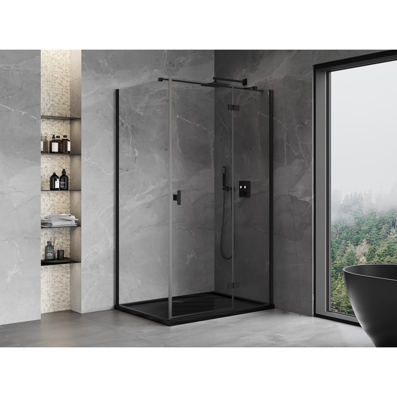 Mexen Mist-H T kabina prysznicowa uchylna prawa 105 x 70 cm, transparent, czarna - 8A5T-105-070-70-00-P