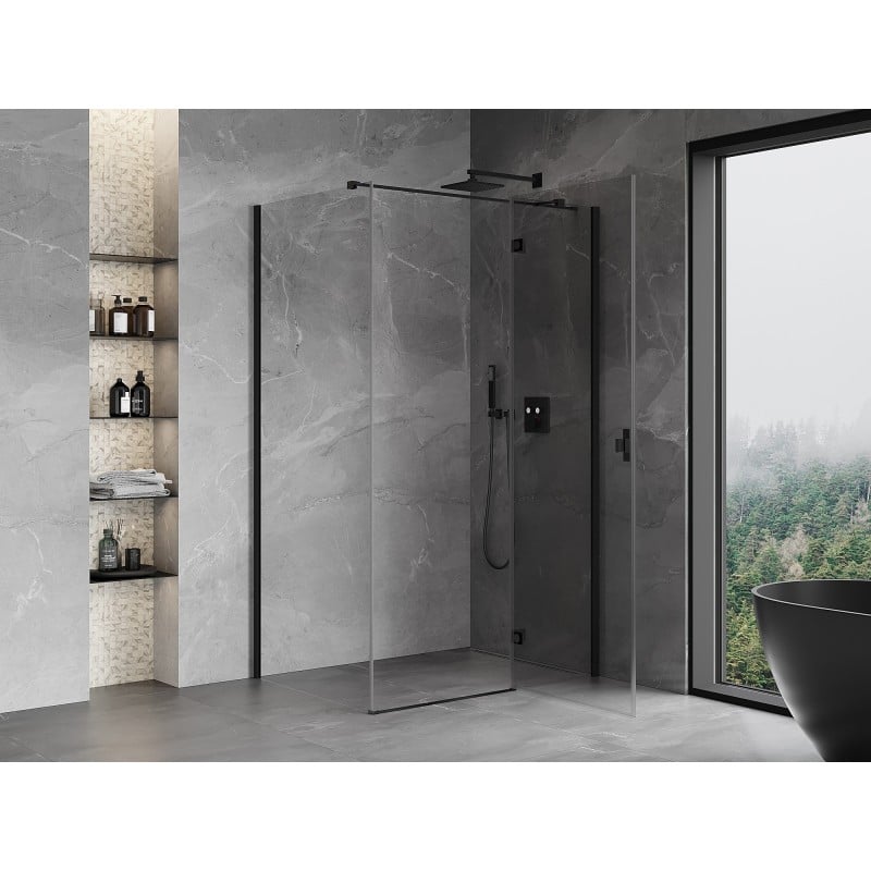 Mexen Mist-H T kabina prysznicowa uchylna prawa 70 x 85 cm, transparent, czarna - 8A5T-070-085-70-00-P