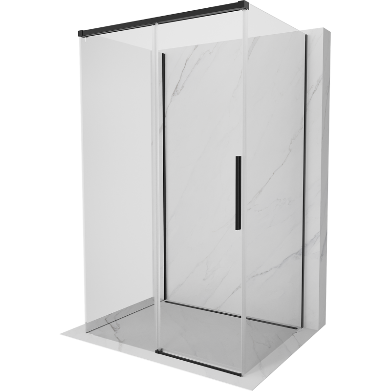Mexen Rox-3S kabina prysznicowa 3-ścienna rozsuwana 160 x 80 cm, transparent, czarna - 8C2-160-080-70-00-3S