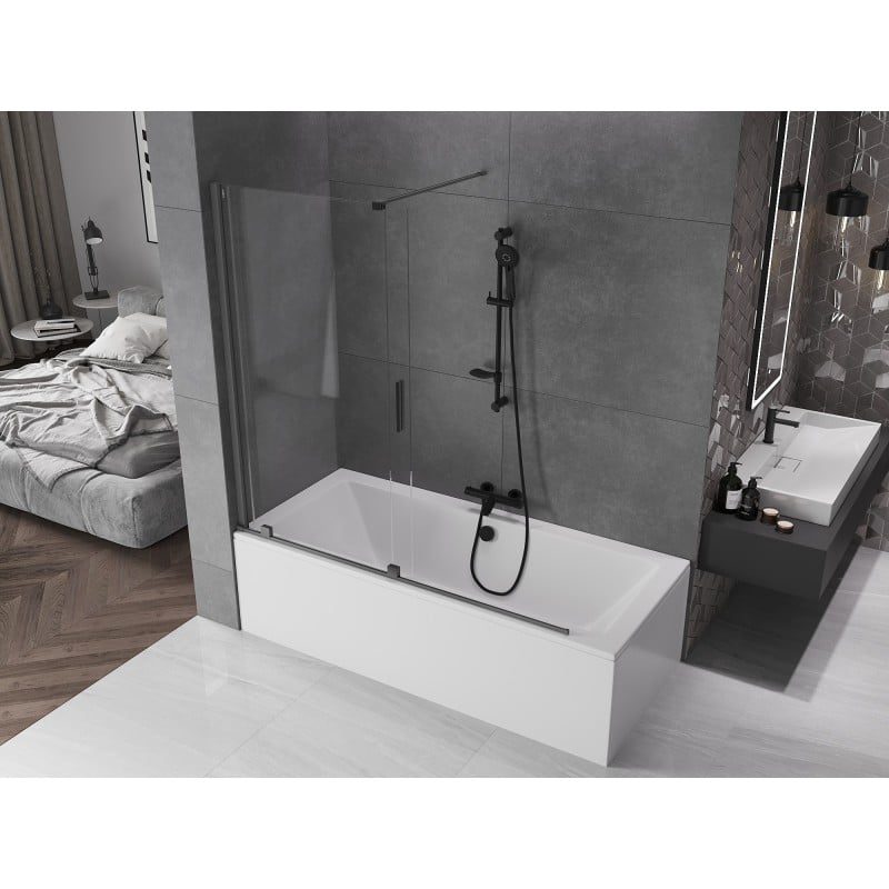 Mexen Velar parawan nawannowy 2-skrzydłowy rozsuwany 160 x 150 cm, transparent, gun metal - 896-160-000-01-95