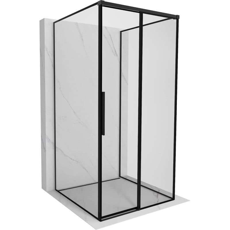Mexen Rox-3S kabina prysznicowa 3-ścienna rozsuwana prawa 90 x 90 cm, czarna ramka, czarna - 8C2-090-090-70-70-3S-P