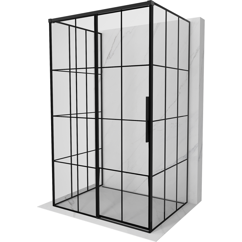 Mexen Rox-3S kabina prysznicowa 3-ścienna rozsuwana lewa 160 x 80 cm, czarna kratka, czarna - 8C2-160-080-70-77-3S-L