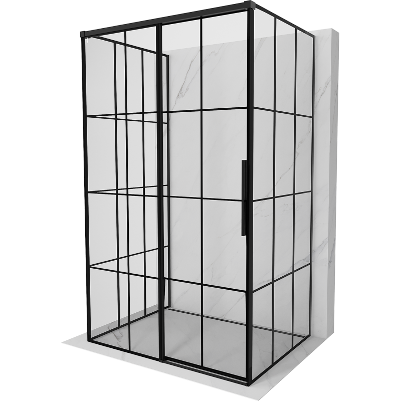 Mexen Rox-3S kabina prysznicowa 3-ścienna rozsuwana lewa 140 x 85 cm, czarna kratka, czarna - 8C2-140-085-70-77-3S-L