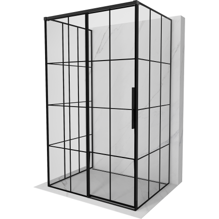 Mexen Rox-3S kabina prysznicowa 3-ścienna rozsuwana lewa 110 x 90 cm, czarna kratka, czarna - 8C2-110-090-70-77-3S-L