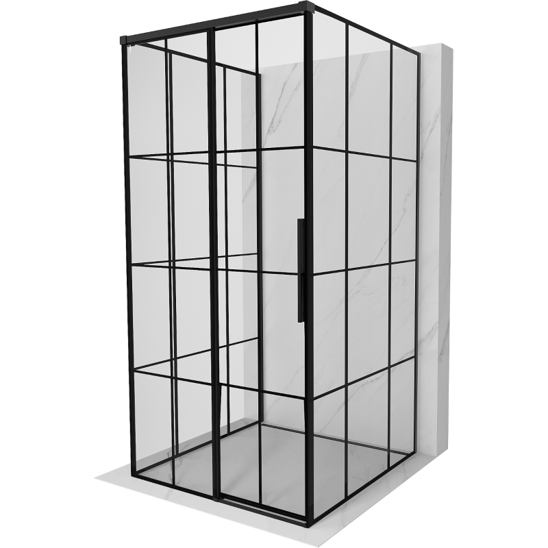 Mexen Rox-3S kabina prysznicowa 3-ścienna rozsuwana lewa 100 x 100 cm, czarna kratka, czarna - 8C2-100-100-70-77-3S-L