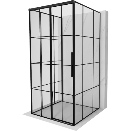 Mexen Rox-3S kabina prysznicowa 3-ścienna rozsuwana lewa 110 x 110 cm, czarna kratka, czarna - 8C2-110-110-70-77-3S-L