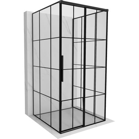 Mexen Rox-3S kabina prysznicowa 3-ścienna rozsuwana prawa 110 x 110 cm, czarna kratka, czarna - 8C2-110-110-70-77-3S-P