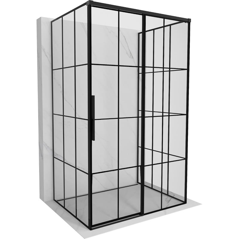 Mexen Rox-3S kabina prysznicowa 3-ścienna rozsuwana prawa 160 x 120 cm, czarna kratka, czarna - 8C2-160-120-70-77-3S-P