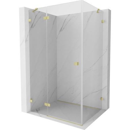 Mexen Lunar kabina prysznicowa uchylna lewa 70 x 90 cm, transparent, złota szczotkowana - 834-070-090-55-00-L