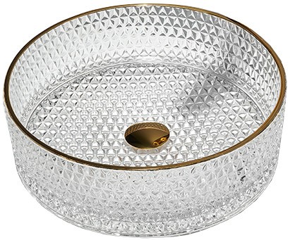 Mexen Aura szklana umywalka nablatowa 39 x 39 cm, transparent/złota - 24013905