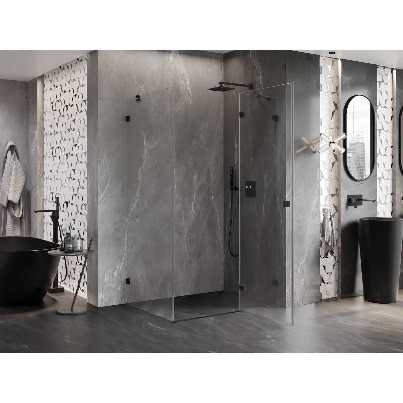 Mexen Lunar kabina prysznicowa uchylna prawa 85 x 90 cm, transparent, czarna - 834-085-090-70-00-P