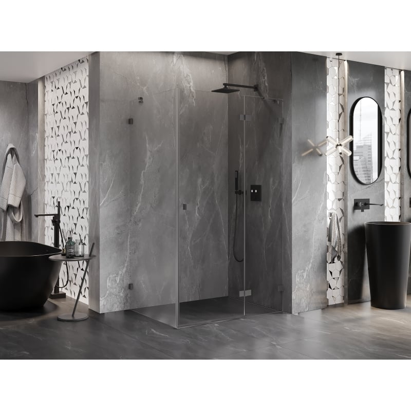 Mexen Lunar kabina prysznicowa uchylna prawa 75 x 80 cm, transparent, gun metal - 834-075-080-95-00-P