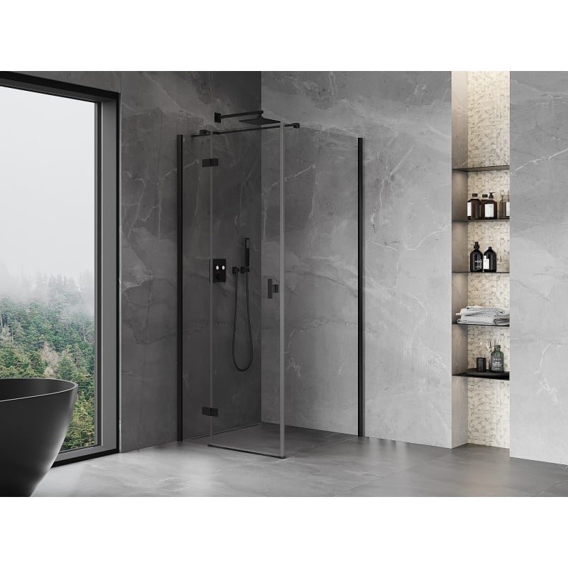 Mexen Mist-H T kabina prysznicowa uchylna lewa 70 x 70 cm, transparent, czarna - 8A5T-070-070-70-00-L