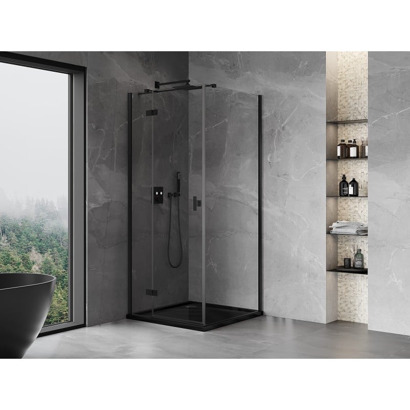 Mexen Mist-H T kabina prysznicowa uchylna lewa 85 x 85 cm, transparent, czarna - 8A5T-085-085-70-00-L