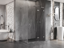 Mexen Lunar L kabina prysznicowa uchylna prawa 75 x 80 cm, transparent, chrom - 834L-075-080-01-00-P