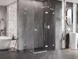 Mexen Lunar L kabina prysznicowa uchylna prawa 70 x 80 cm, transparent, biała - 834L-070-080-20-00-P