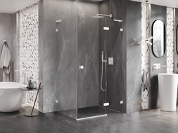 Mexen Lunar L kabina prysznicowa uchylna prawa 75 x 80 cm, transparent, biała - 834L-075-080-20-00-P