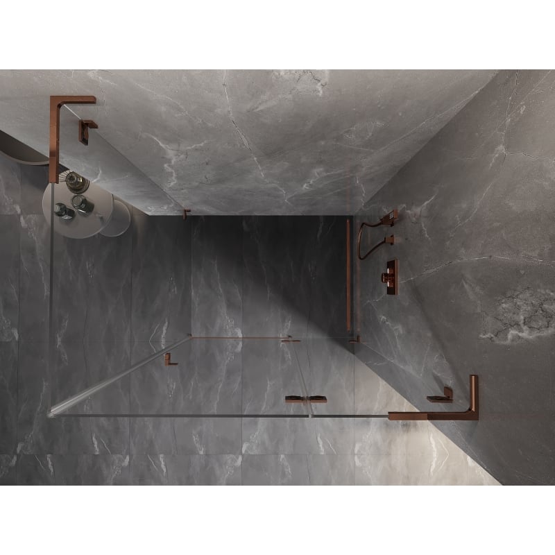 Mexen Lunar L kabina prysznicowa uchylna prawa 85 x 90 cm, transparent, różowe złoto - 834L-085-090-60-00-P