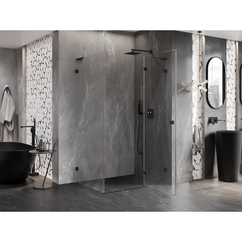 Mexen Lunar L kabina prysznicowa uchylna prawa 70 x 80 cm, transparent, czarna - 834L-070-080-70-00-P