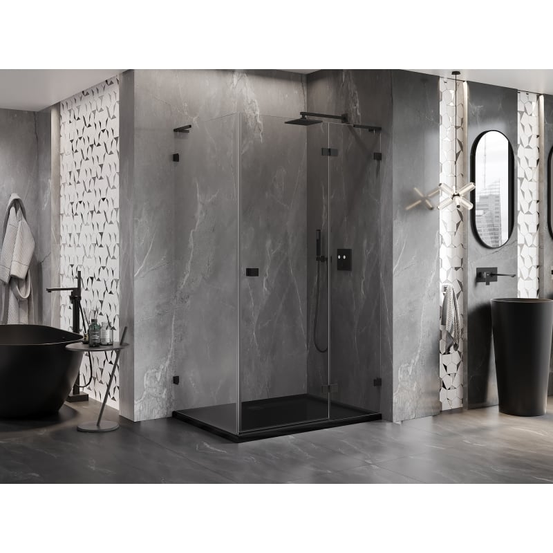 Mexen Lunar L kabina prysznicowa uchylna prawa 85 x 90 cm, transparent, czarna - 834L-085-090-70-00-P