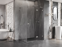 Mexen Lunar L kabina prysznicowa uchylna prawa 75 x 80 cm, transparent, nikiel szczotkowany - 834L-075-080-97-00-P