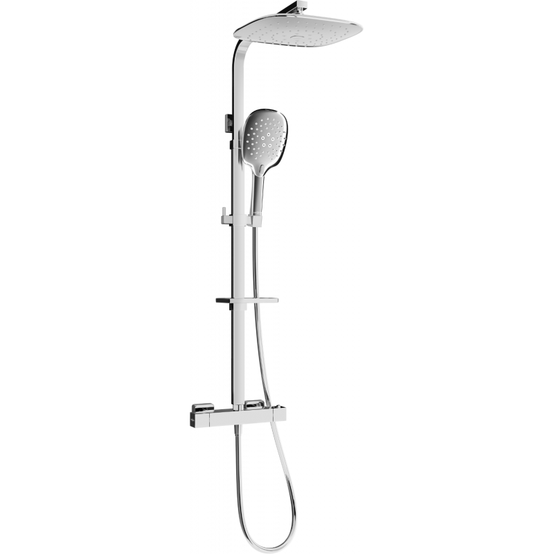 Mexen CQ22 zestaw prysznicowy natynkowy z deszczownicą i baterią termostatyczną, chrom - 772502295-00