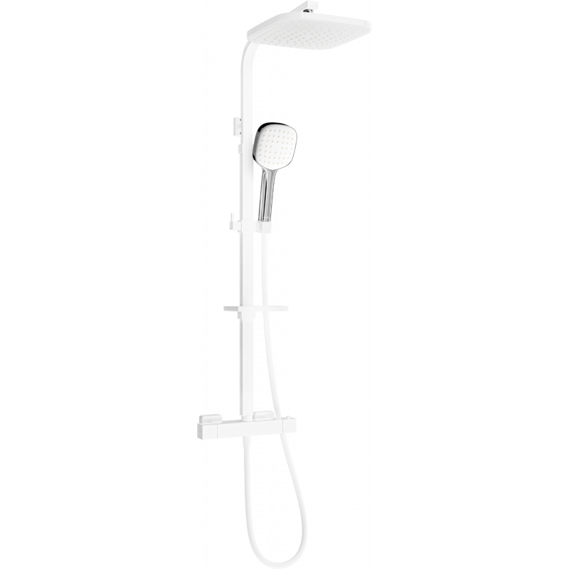 Mexen CQ33 zestaw prysznicowy natynkowy z deszczownicą i baterią termostatyczną, biały/chrom - 772503395-21