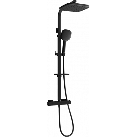 Mexen CQ33 zestaw prysznicowy natynkowy z deszczownicą i baterią termostatyczną, czarny - 772503395-70