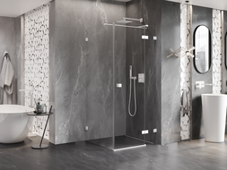 Mexen Lunar T kabina prysznicowa uchylna prawa 100 x 100 cm, transparent, biała - 834T-100-100-20-00-P