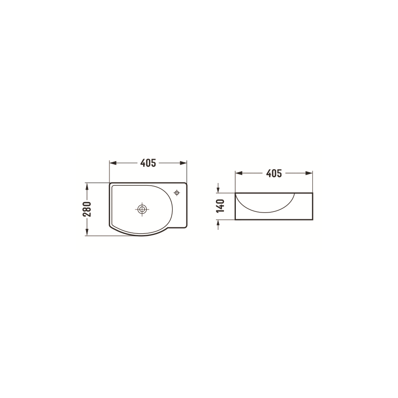 Mexen Mista umywalka nablatowa lewa 40 x 28 cm, biała - 22174000L